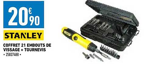 coffret 21 embouts de vissage + tournevis stanley