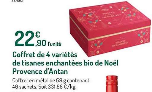coffret de 4 variétés de tisanes enchantées bio de noël provence d'antan