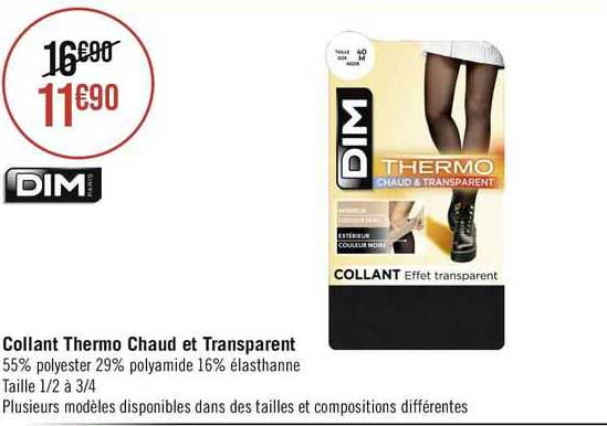 collant thermo chaud et transparent dim