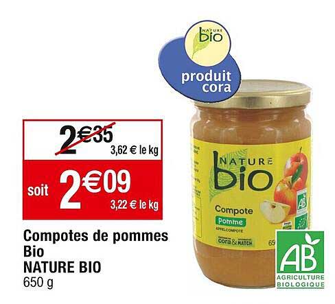 Compotes De Pomme Bio Nature Bio