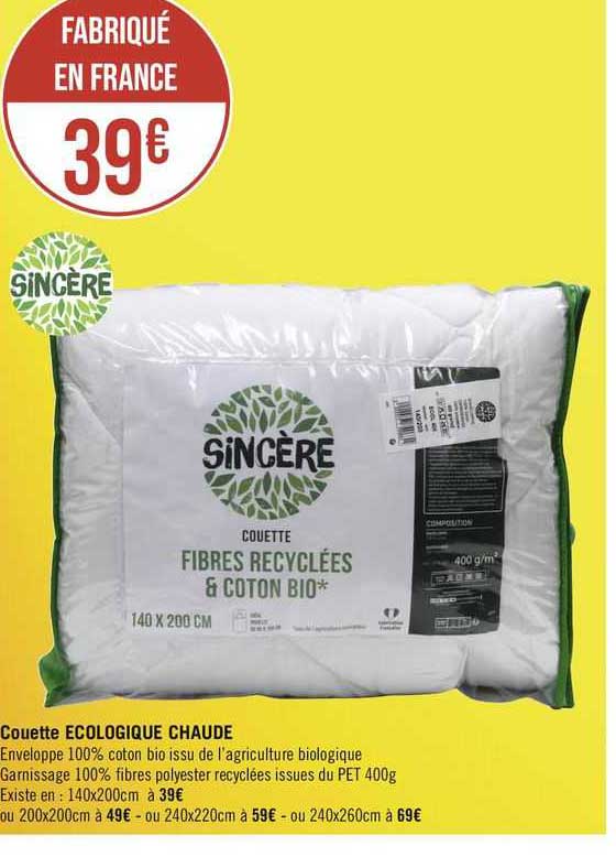 Couette écologique Chaude Sincère