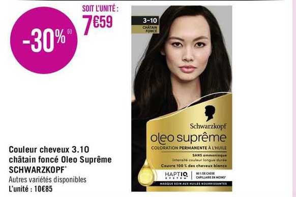 couleur cheveux 3.10 châtain foncé oleo suprême schwarzkopf