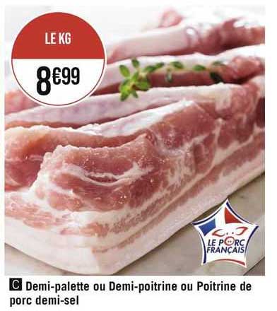 Demi-palette Ou Demi-poitrine Ou Poitrine De Porc Demi-sel