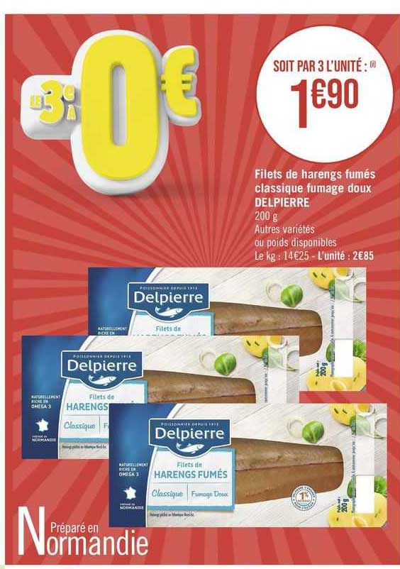 filets de harengs fumés classique fumage doux delpierre