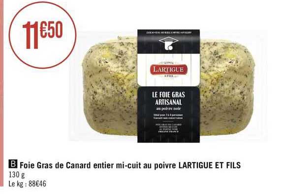 foie gras de canard entier mi-cuit au poivre lartigue et fils