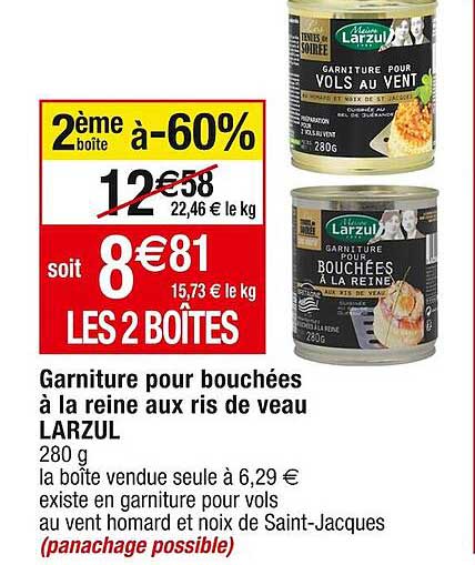 garniture pour bouchées à la reine aux ris de veau larzul