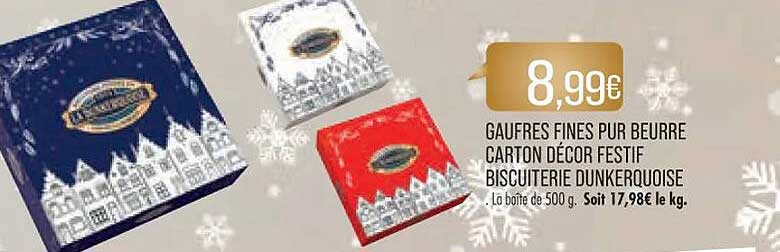 gaufres fines pur beurre carton décor festif biscuiterie dunkerquoise