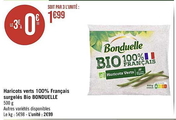 Haricots Verts 100% Français Surgelés Bio Bonduelle