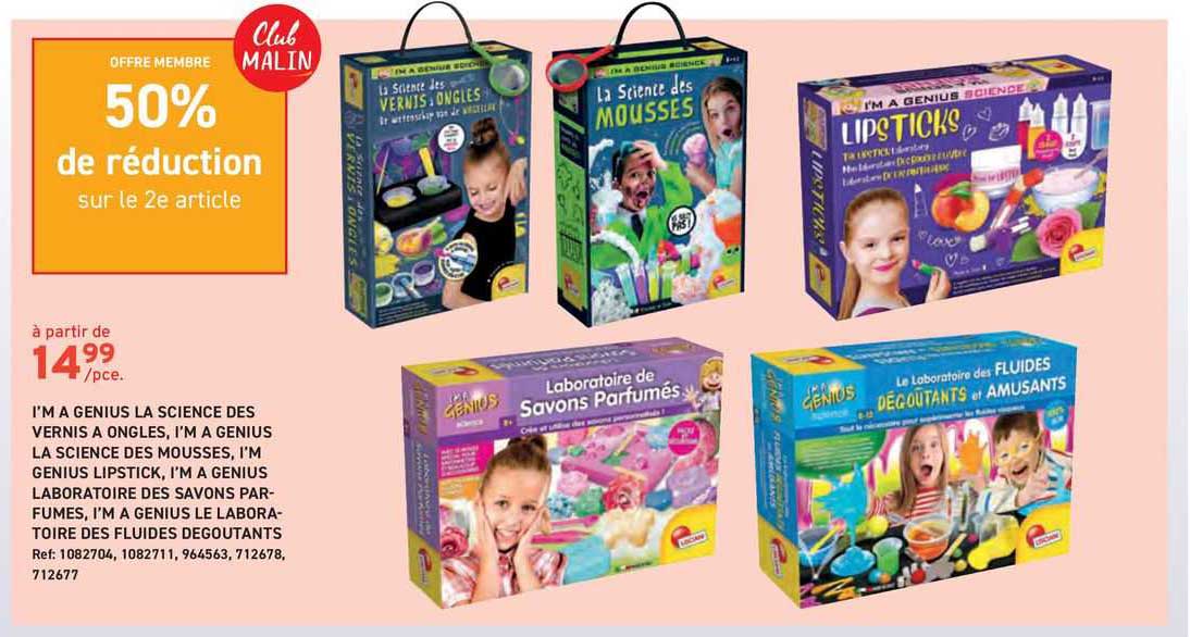 i'ma a genius la science des vernis à ongles, i'ma a genius la science des mousses, i'm genius lipstick, i'm a genius laboratoire des savons parfumés, i'm a genius le laboratoire des fluides dégoutant