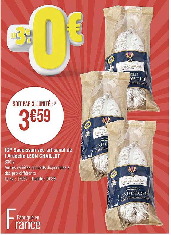 igp saucisson sec artisanal de l'ardèche léon chaillot