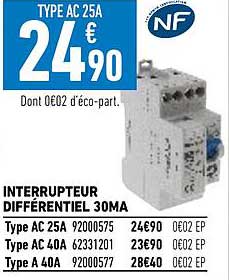 interrupteur différentiel 30ma