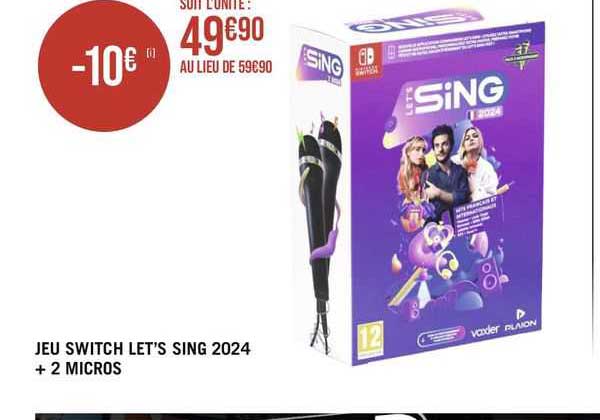 jeu switch let's sing 2024 + 2 micros