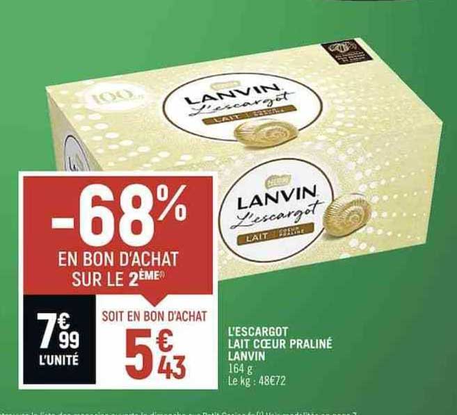 l'escargot lait cœur praliné lanvin
