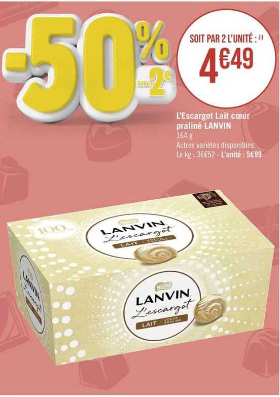 l'escargot lait cœur praliné lanvin