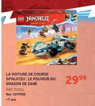 la voiture de course spinjitzu : le pouvoir du dragon de zane lego ninjago