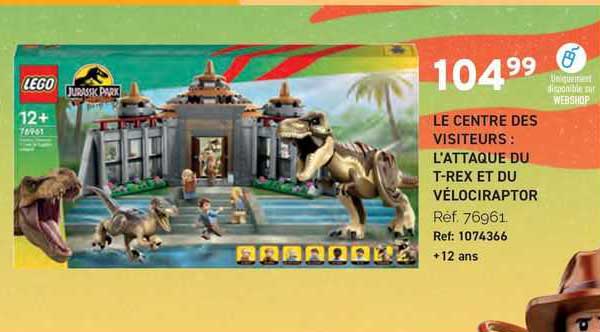 le centre des visiteurs : l'attaque du t-rex et du vélociraptor lego jurassic park