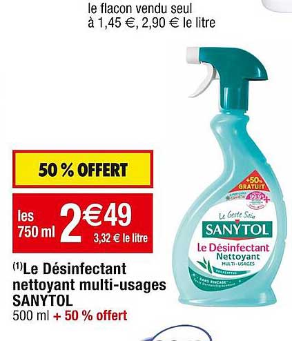 le désinfectant nettoyant multi-usages sanytol