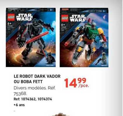 le robot dark vador ou boba fett lego star wars