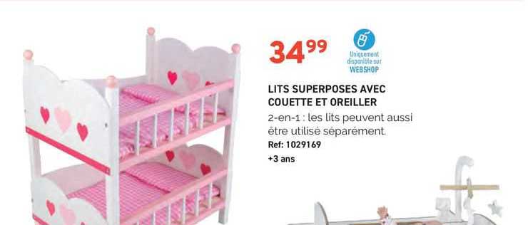 lits superposes avec couette et oreiller