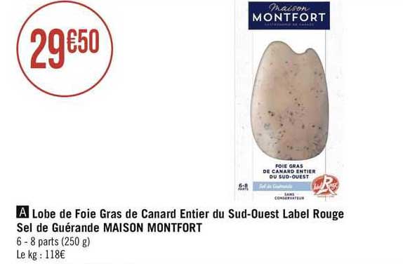 lobe de foie gras de canard entier du sud-ouest label rouge sel de guérande maison montfort