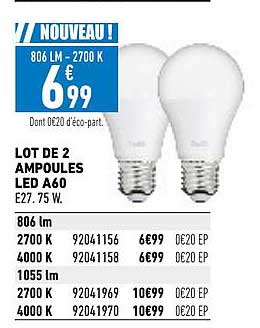 lot de 2 ampoules led a60