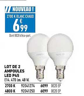 lot de 2 ampoules led p45