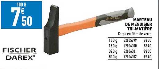 marteau de menuisier tri-matière fischer darex