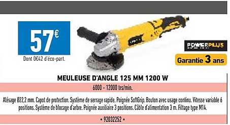 Meuleuse D'angle 125 Mm 1200 W Powerplus