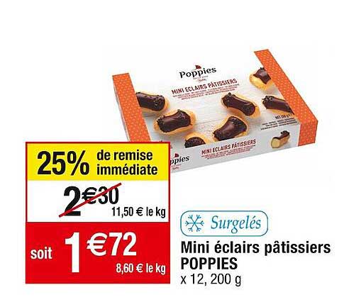 mini éclairs pâtissiers poppies