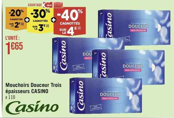 mouchoirs douceur trois épaisseurs casino