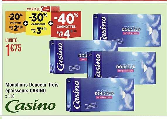 mouchoirs douceur trois épaisseurs casino