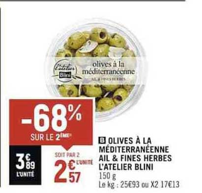 olives à la méditerranéenne ail & fines herbes l'atelier blini