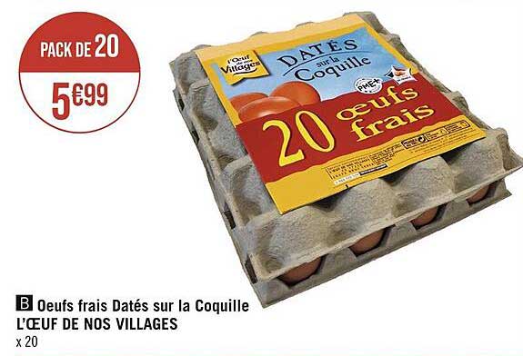œufs frais datés sur la coquille l'œuf de nos villages