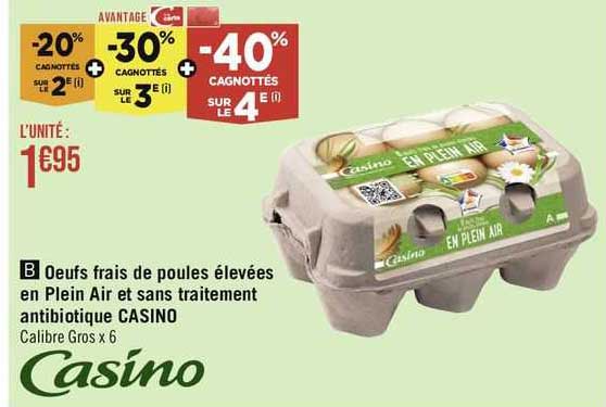œufs frais de poules élevées en plein air et sans traitement antibiotique casino