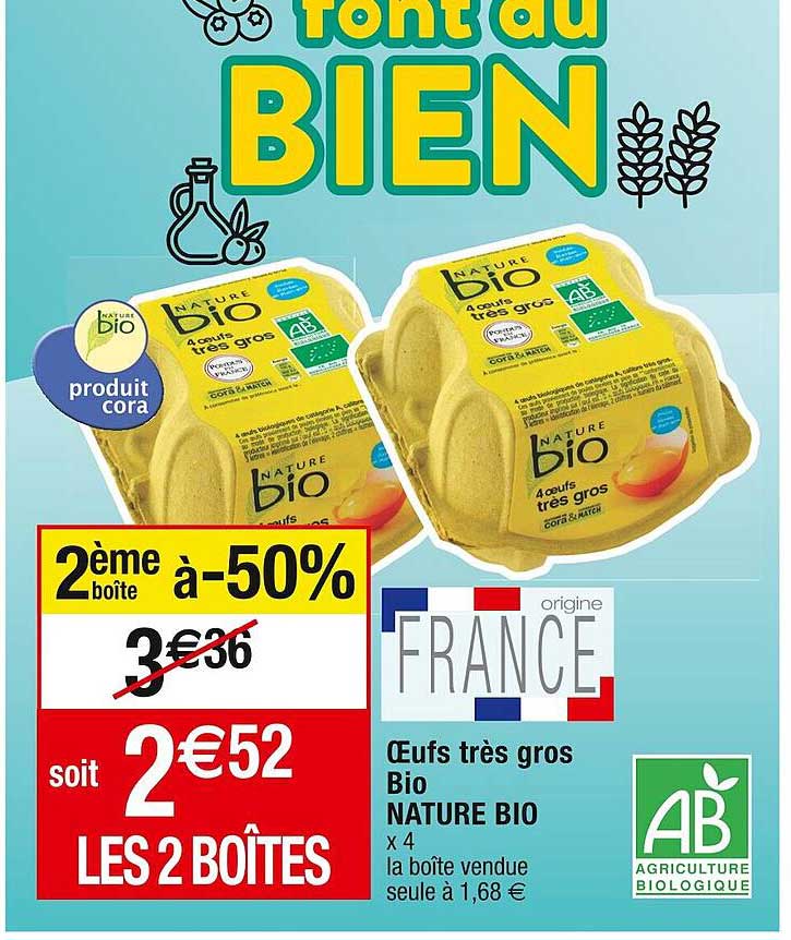 œufs très gros bio nature bio