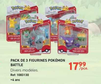 pack de 3 figurines pokémon battle