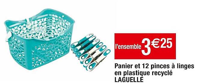 Panier Et 12 Pinces à Linges En Plastique Recyclé Laguelle