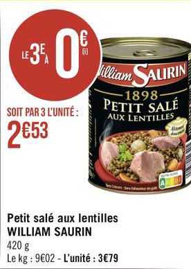 petit salé aux lentilles william saurin