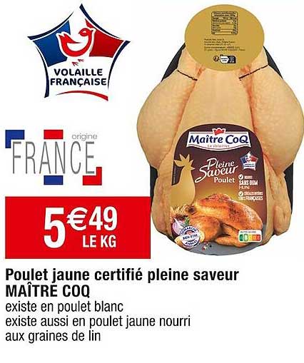 poulet jaune certifié pleine saveur maitre coq