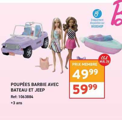 poupees barbie avec bateau et jeep