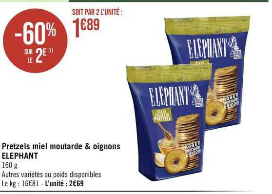 pretzels miel moutarde & oignons éléphant