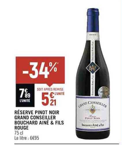 réserve pinot noir grand conseiller bouchard ainé & fils rouge