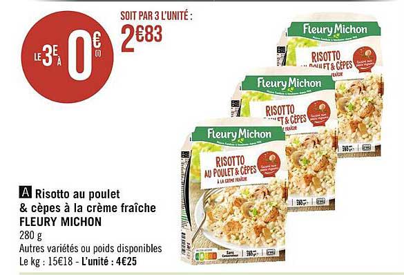 risotto au poulet & cèpes à la crème fraîche fleury michon