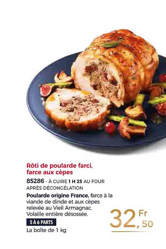 rôti de poularde farci, farce aux cèpes