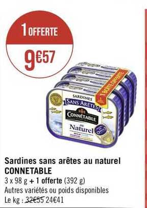 sardines sans arêtes au naturel connétable