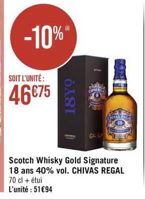 scotch whisky gold signature 18 ans 40% vol. chivas régal