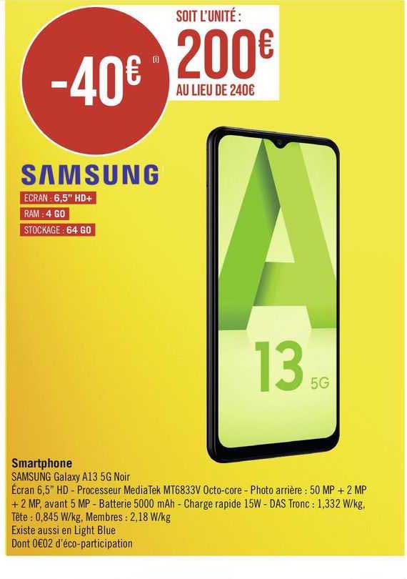 smartphone samsung galaxy a13 noir