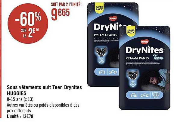 sous vêtements nuit teen drynites huggies