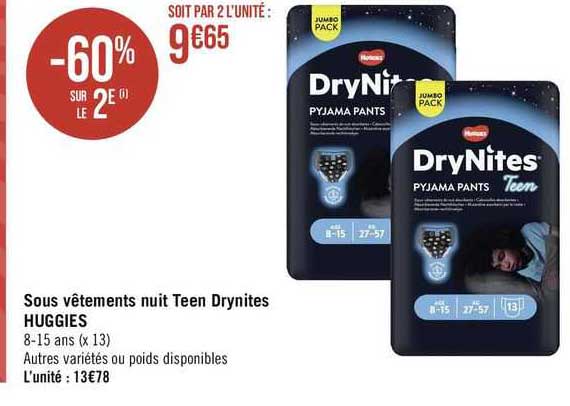 sous vêtements nuit teen drynites huggies