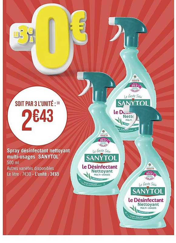 spray désinfectant nettoyant multi-usages sanytol